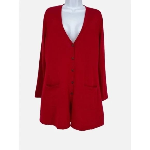 J. Jill Sweaters - NWT J.Jill Button Front Long Sleeve Cardigan Sweater Scarlet Red